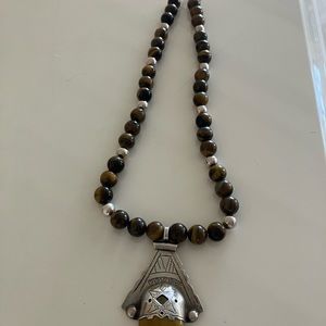 Sterling silver Moroccan necklace tiger eyes